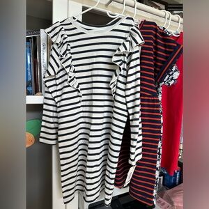 Tea Collection - Girls Size 8, Ruffle A-Line Dress in French Stripe. NWT